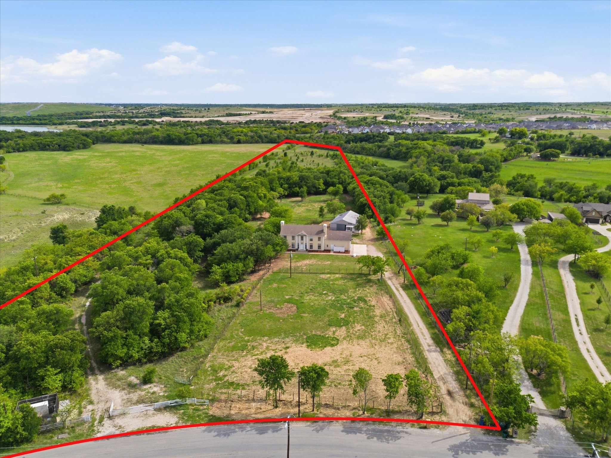Aledo estate - 12 acres, aerial with lot outline