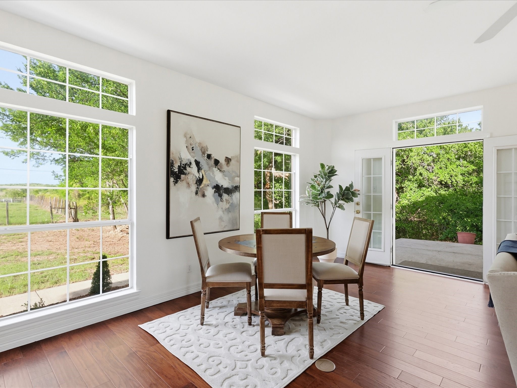 Aledo estate - staged dining with pasture views